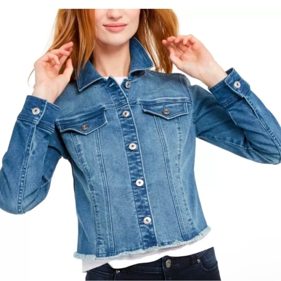 INC International Concepts Women's SZ S Cropped Denim Jacket Heavenly Wash NWT - Picture 2 of 7